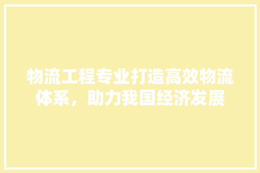 物流工程专业打造高效物流体系，助力我国经济发展
