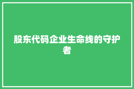 股东代码企业生命线的守护者