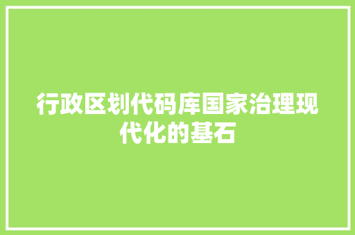 行政区划代码库国家治理现代化的基石
