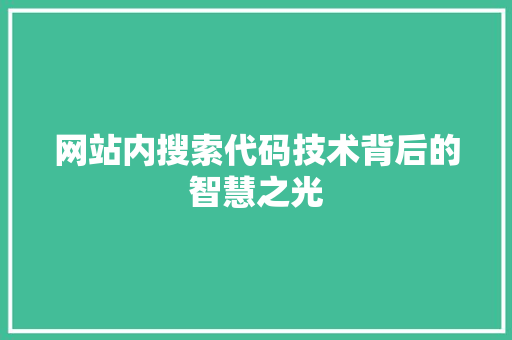 网站内搜索代码技术背后的智慧之光