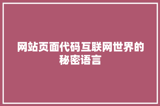网站页面代码互联网世界的秘密语言