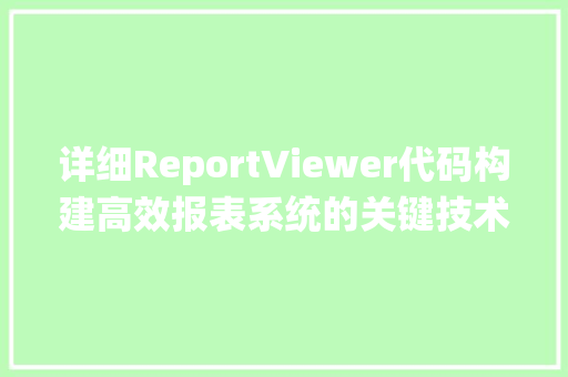 详细ReportViewer代码构建高效报表系统的关键技术