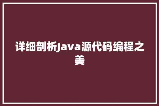 详细剖析Java源代码编程之美