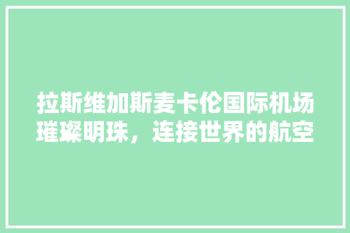 拉斯维加斯麦卡伦国际机场璀璨明珠，连接世界的航空枢纽