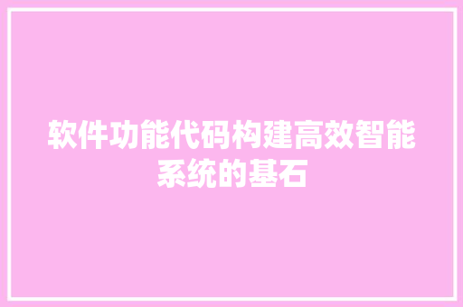 软件功能代码构建高效智能系统的基石