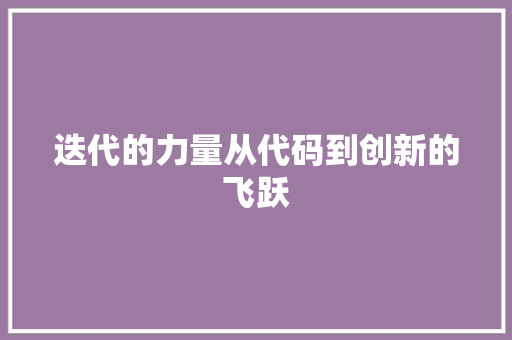迭代的力量从代码到创新的飞跃