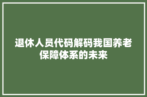 退休人员代码解码我国养老保障体系的未来