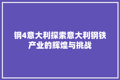 钢4意大利探索意大利钢铁产业的辉煌与挑战