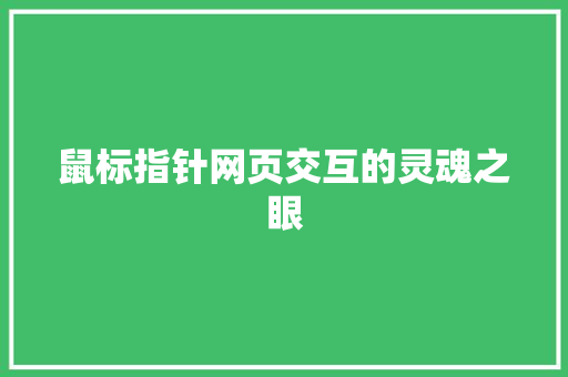 鼠标指针网页交互的灵魂之眼