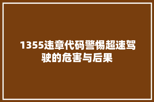 1355违章代码警惕超速驾驶的危害与后果