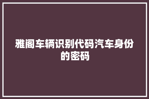 雅阁车辆识别代码汽车身份的密码