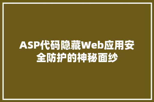 ASP代码隐藏Web应用安全防护的神秘面纱