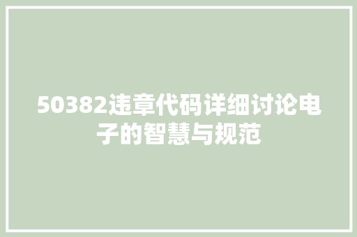 50382违章代码详细讨论电子的智慧与规范