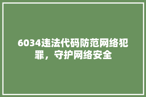 6034违法代码防范网络犯罪，守护网络安全