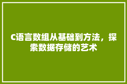 C语言数组从基础到方法，探索数据存储的艺术