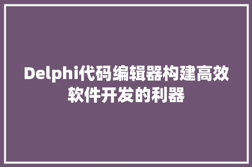 Delphi代码编辑器构建高效软件开发的利器