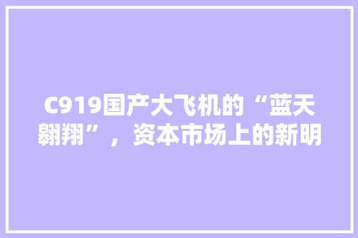 C919国产大飞机的“蓝天翱翔”，资本市场上的新明星