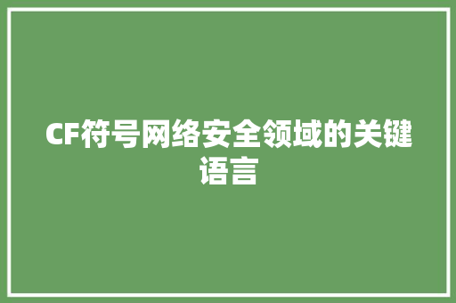 CF符号网络安全领域的关键语言