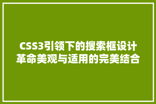 CSS3引领下的搜索框设计革命美观与适用的完美结合