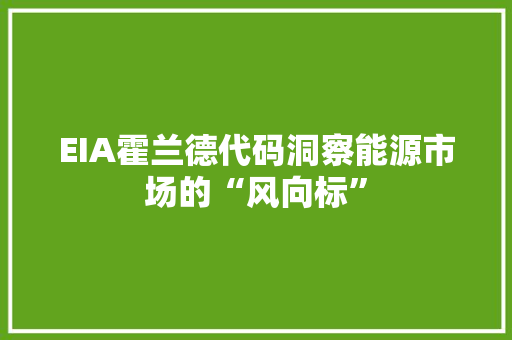 EIA霍兰德代码洞察能源市场的“风向标”