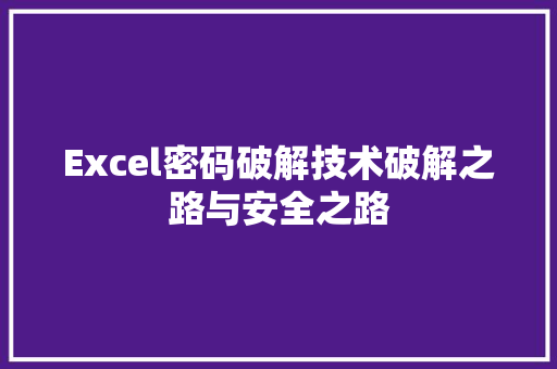 Excel密码破解技术破解之路与安全之路