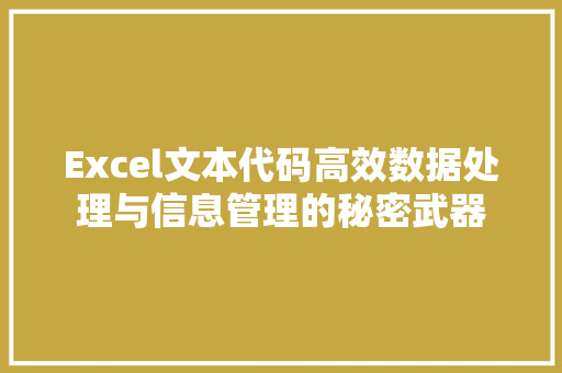 Excel文本代码高效数据处理与信息管理的秘密武器
