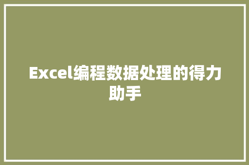 Excel编程数据处理的得力助手  第1张