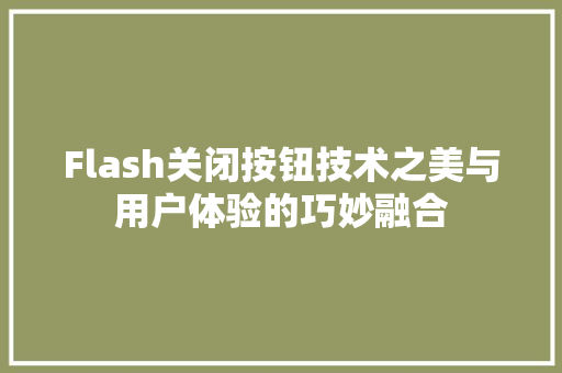 Flash关闭按钮技术之美与用户体验的巧妙融合