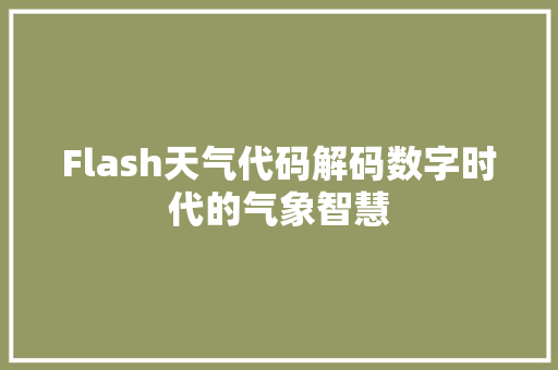 Flash天气代码解码数字时代的气象智慧