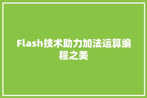 Flash技术助力加法运算编程之美
