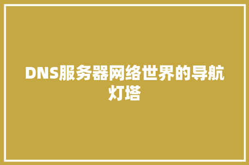 DNS服务器网络世界的导航灯塔