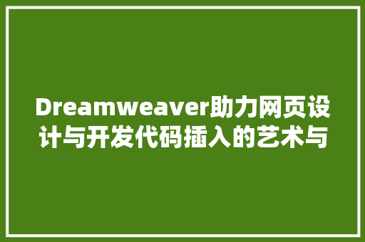 Dreamweaver助力网页设计与开发代码插入的艺术与方法
