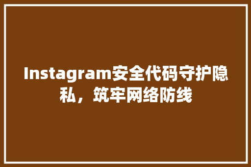 Instagram安全代码守护隐私，筑牢网络防线