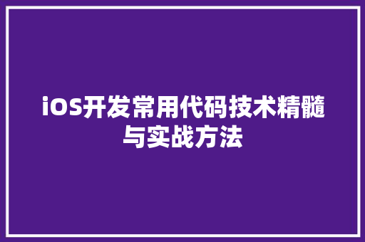 iOS开发常用代码技术精髓与实战方法