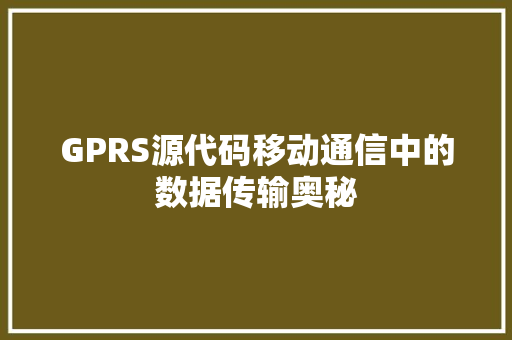 GPRS源代码移动通信中的数据传输奥秘