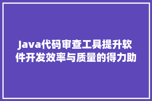 Java代码审查工具提升软件开发效率与质量的得力助手