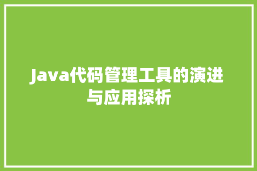 Java代码管理工具的演进与应用探析