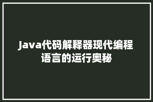 Java代码解释器现代编程语言的运行奥秘