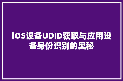 iOS设备UDID获取与应用设备身份识别的奥秘