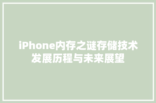 iPhone内存之谜存储技术发展历程与未来展望