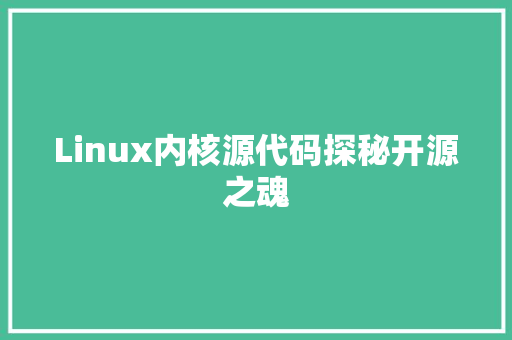 Linux内核源代码探秘开源之魂