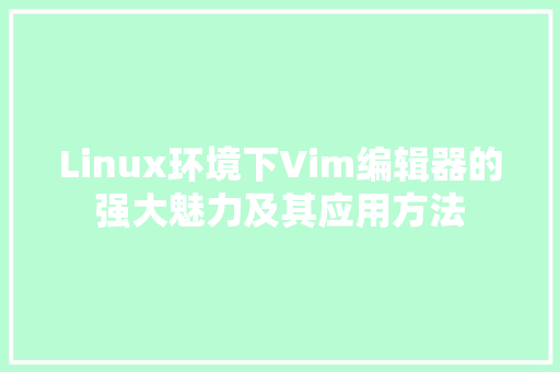 Linux环境下Vim编辑器的强大魅力及其应用方法
