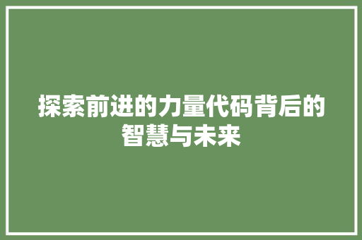 探索前进的力量代码背后的智慧与未来