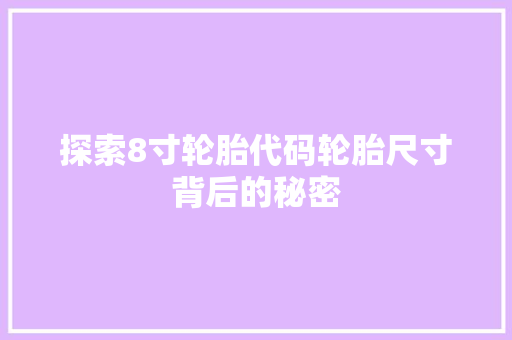 探索8寸轮胎代码轮胎尺寸背后的秘密