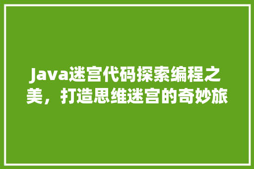 Java迷宫代码探索编程之美，打造思维迷宫的奇妙旅程