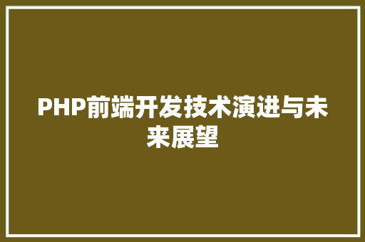PHP前端开发技术演进与未来展望