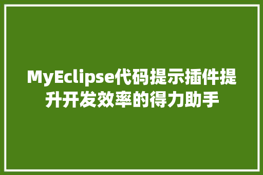 MyEclipse代码提示插件提升开发效率的得力助手