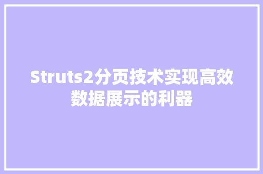 Struts2分页技术实现高效数据展示的利器