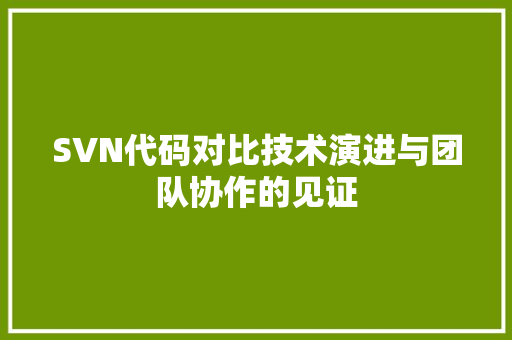 SVN代码对比技术演进与团队协作的见证