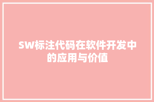 SW标注代码在软件开发中的应用与价值